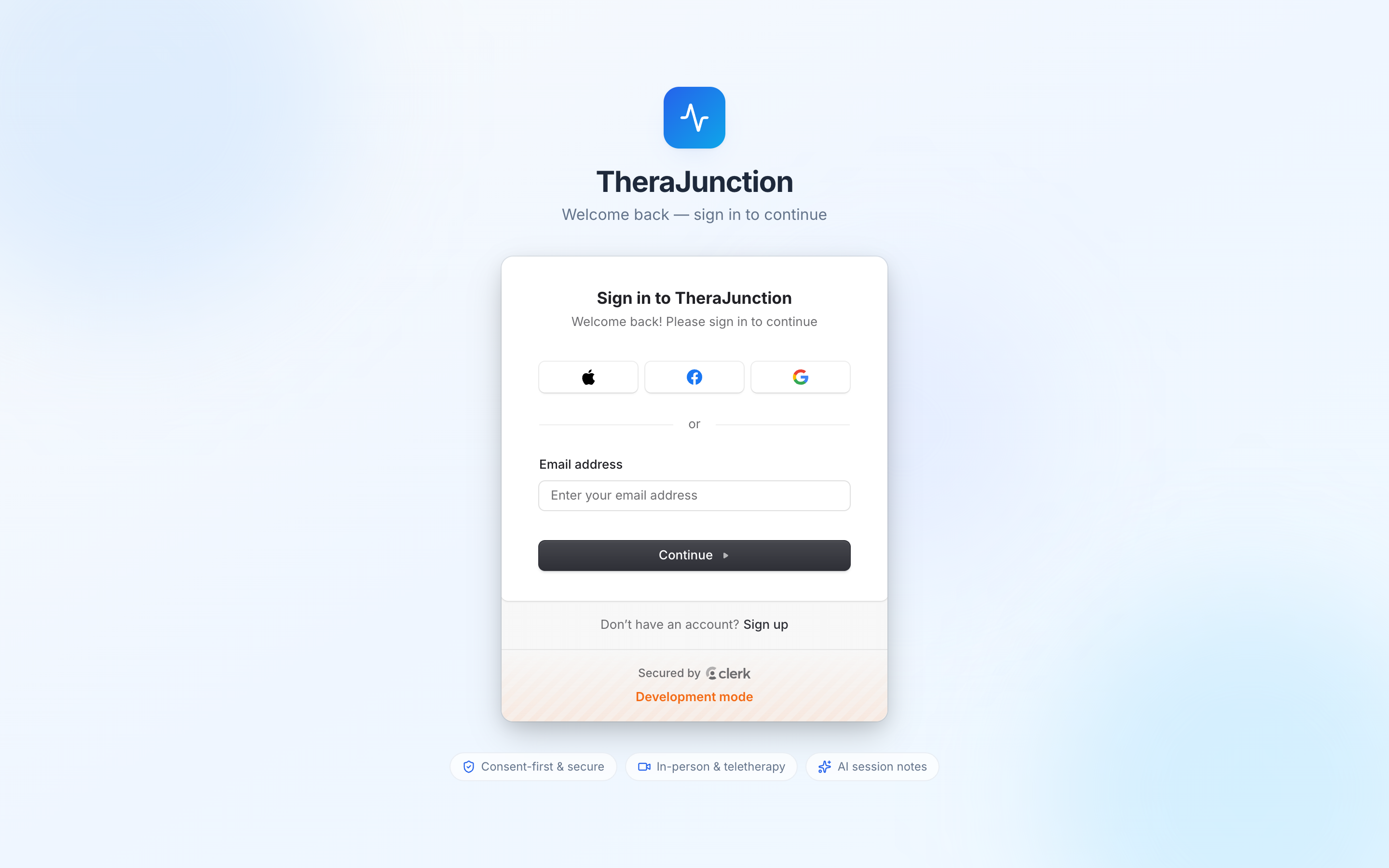 Sign-in screen